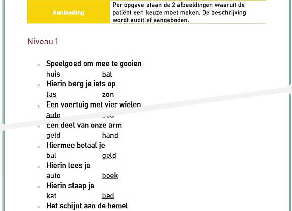 Oefenbundel voor afasie met hoogfrequente woorden - deel A